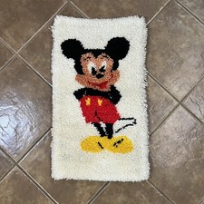 Vintage Mickey Mouse Latch Hook Rug Retro Disney Wall Hanging 28  x16  