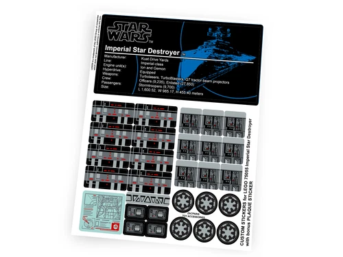 Custom stickers for Star Wars Set 75055 Imperial Star Destroyer with Bonus!