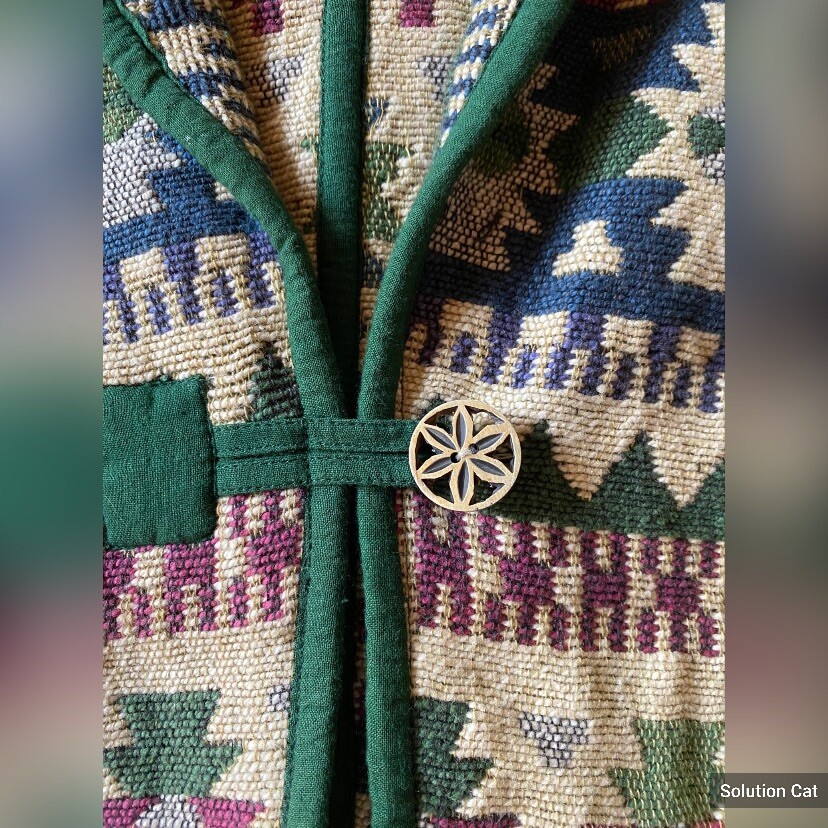 Jacket Women’s Medium Green Multicolor Boho South… - image 2