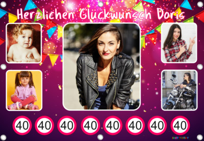 Fotobanner Geburtstagsbanner, Partydekoration personalisierbar mit Foto, Alter