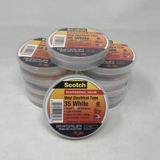 10 Rolls 3M 35 Scotch Vinyl Electrical Color Coding Tape, 3/4 in x 66 ft, White