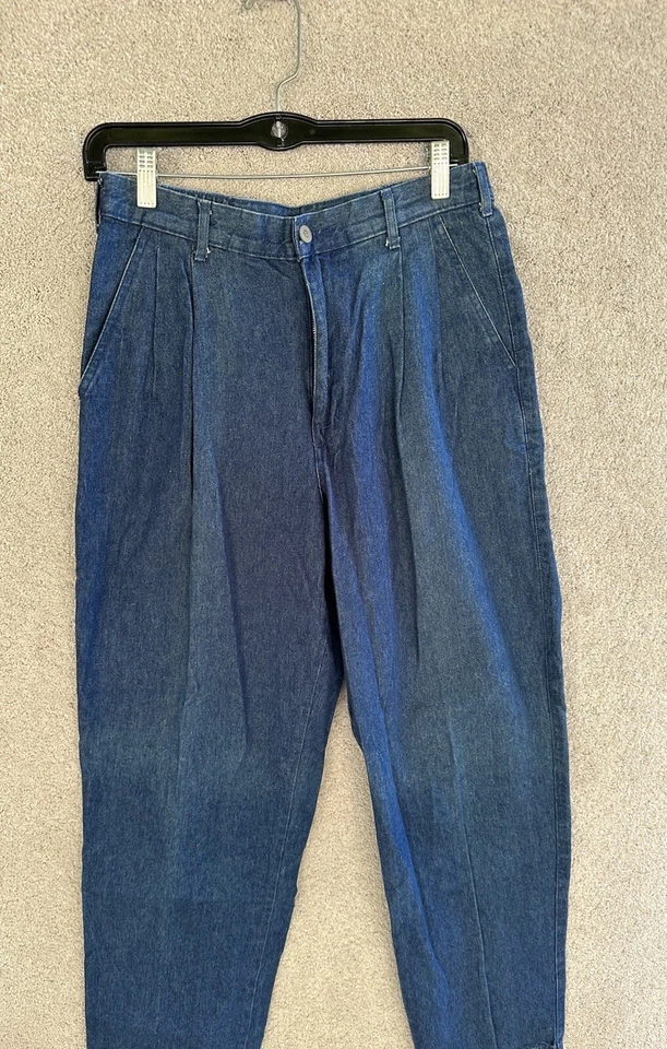 Jeans Brittania azul feminino 30x30 cintura elástica azul plissado vintage Y2K - Imagem 4 de 4