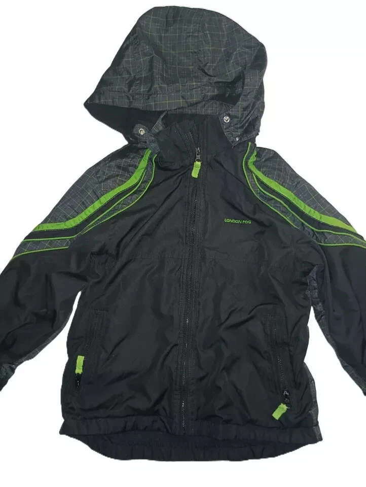 Chaqueta con Capucha London Fog Para Niños Forrada de Vellón Cremallera Completa Exterior Negra Talla L B001 Foto 2 de 4