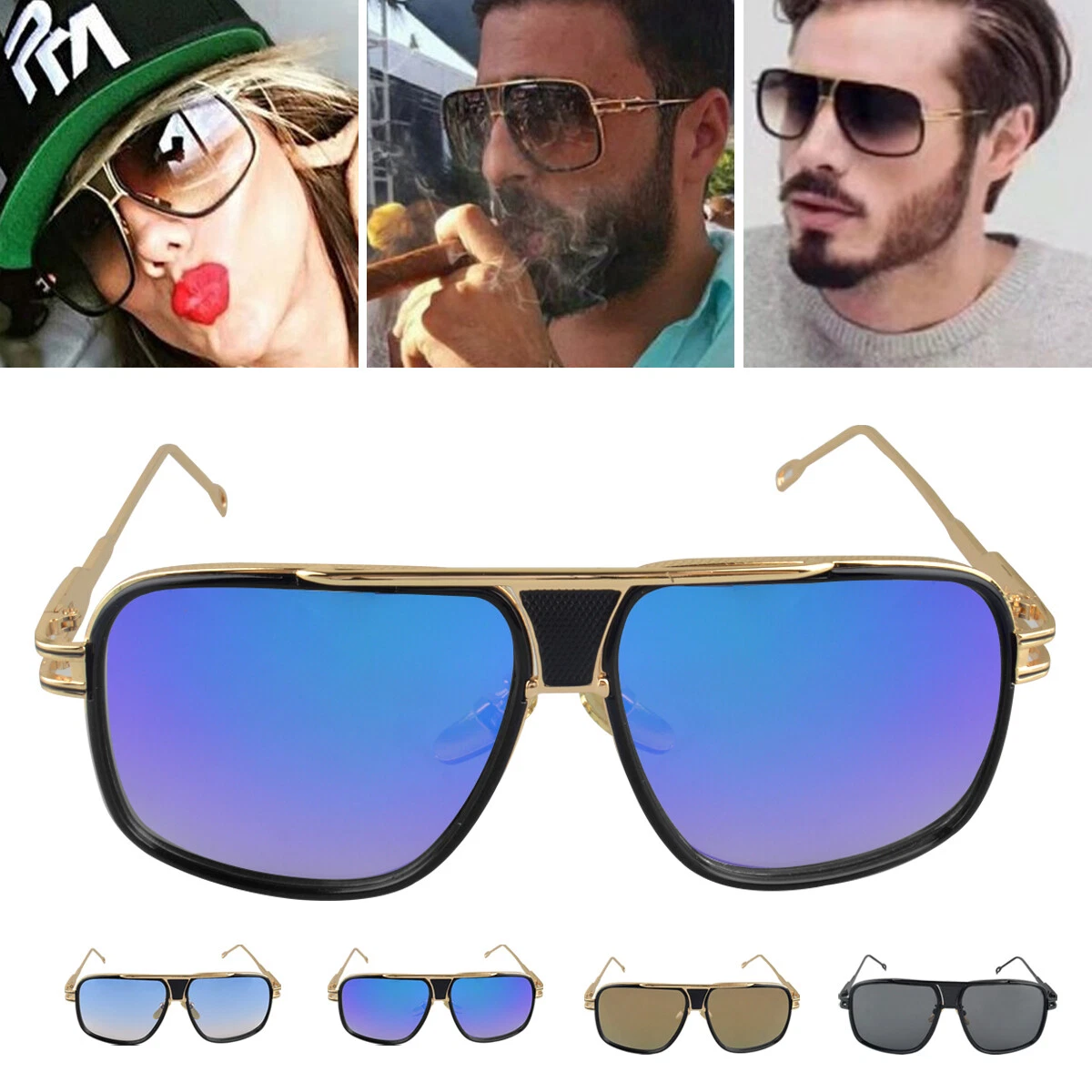NEW Square Sunglasses Oversized Fashion Designer Celebrity Men Women Glasses UK