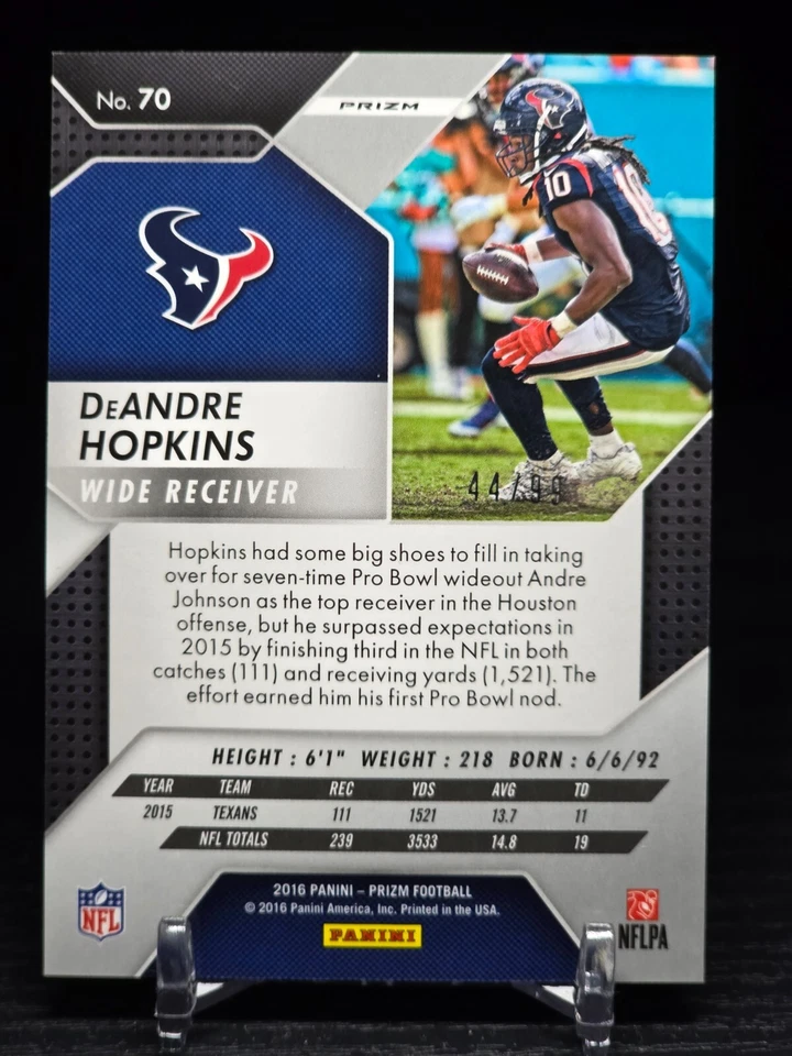 DEANDRE HOPKINS 2016 Panini Prizm PURPLE SCOPE #70 Texans Cardinals 26/99 - Image 2 of 2