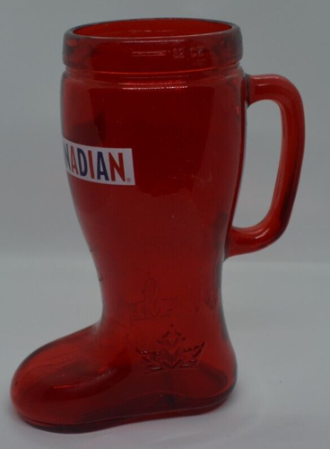 Molson Brewery Canadian Red Glass Boot Skate Beer Stein Tankard 32 oz - Picture 3 of 9
