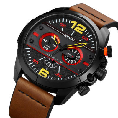 Mens Luxury Leather Wrist Watch Date Analogue Quartz Wrist Waterproof Watches