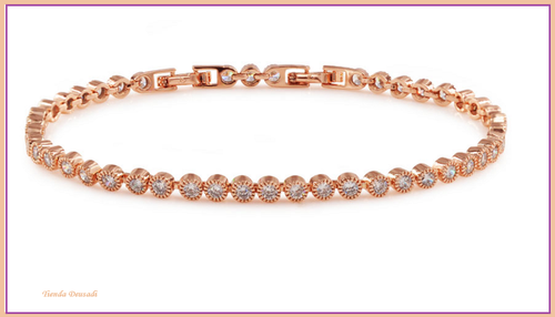 Gold Plated Bracelet With White Zirconia For Weddings, Parties, Birthdays