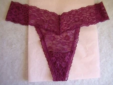 New Victoria’s Secret Red Wine Floral Lacey Thong Tanga Panties