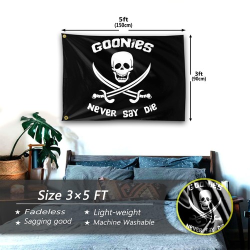 Goonies Never Say Die Flag Pirate Flags 3x5 Ft Outdoor Funny American Pirates... - Picture 5 of 7