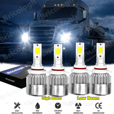 LED For Freightliner Columbia 2005-2017 9005 9006 Headlight Hi/Lo beam Bulbs kit