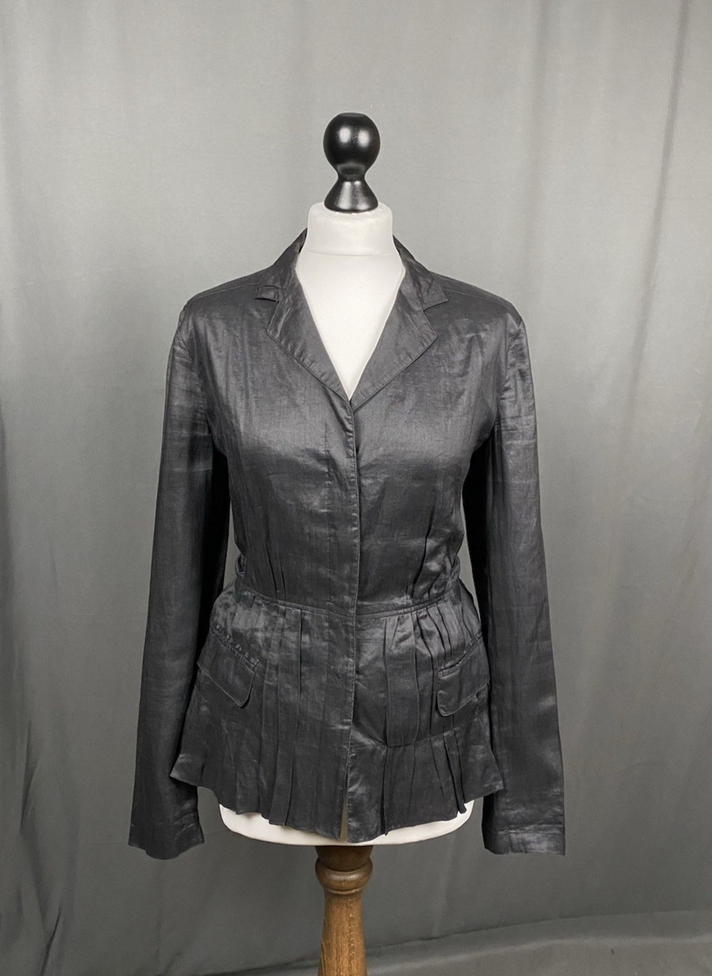 Prada Women's Black Ramie Basic Blazer Jacket Size 46