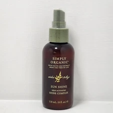 Simply Organic Sun Shine Heat Activated Shine Complex 4 oz | Free Shipping | New