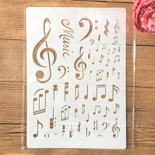 A4 Reusable Music Stencil for Painting - Music Symbol Notes Layering Template...