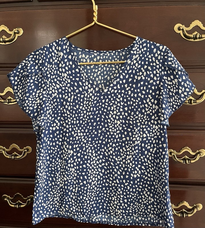 Career Blue Top With Flutter Sleeves size SMALL 