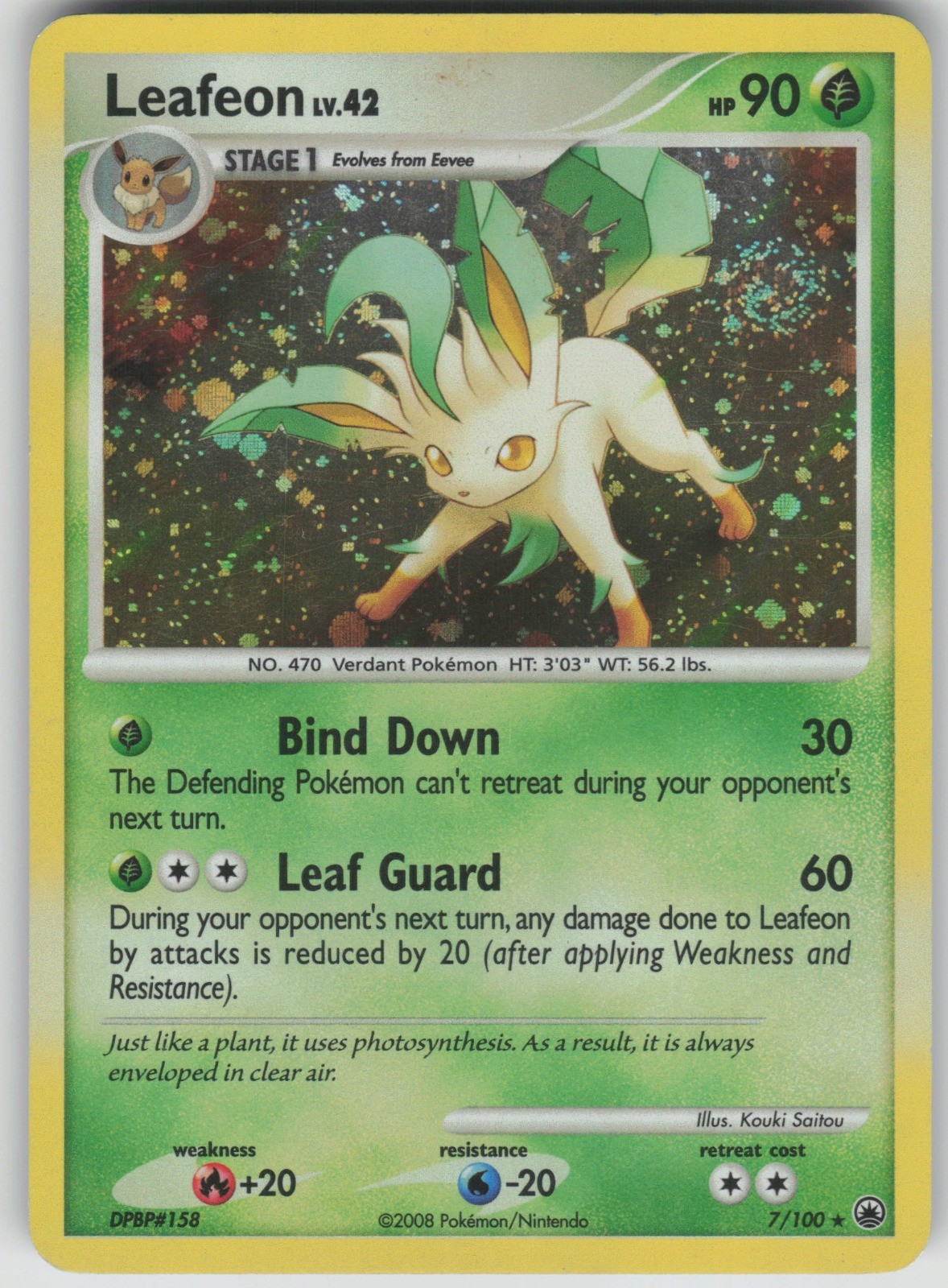 Pokemon TCG Leafeon (7) Holo Rare Majestic Dawn 7/100