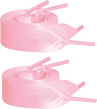 2 Pairs 47 Flat Satin Ribbon Shoelaces Silk Shoestring Pink