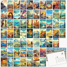 LCLAIDYDY 63 National Parks Postcard Set,Vintage Travel 4x6inches, Colorful 