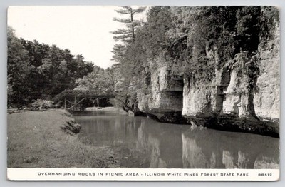 Illinois White Pines Forest State Park Overhanging Rocks Postcard