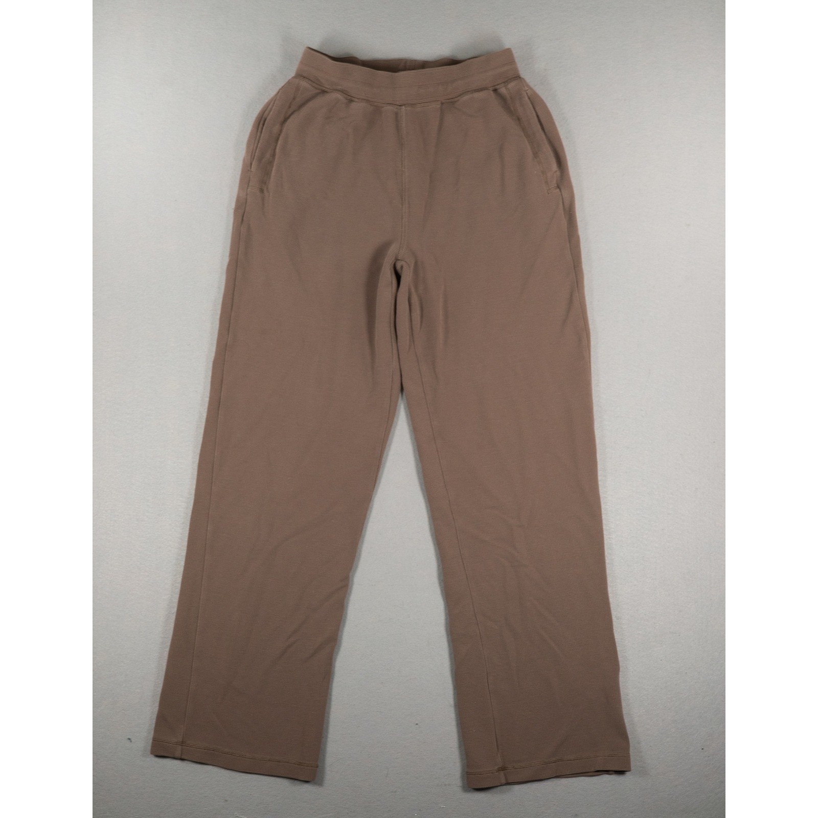 Alo Yoga Womens Waffle Knit Straight Leg Sweatpants Brown Small image 2