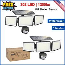 Philips Solar Security Light Outdoor 302 LED 1200lm Solar-Powered Waterproof 2PK