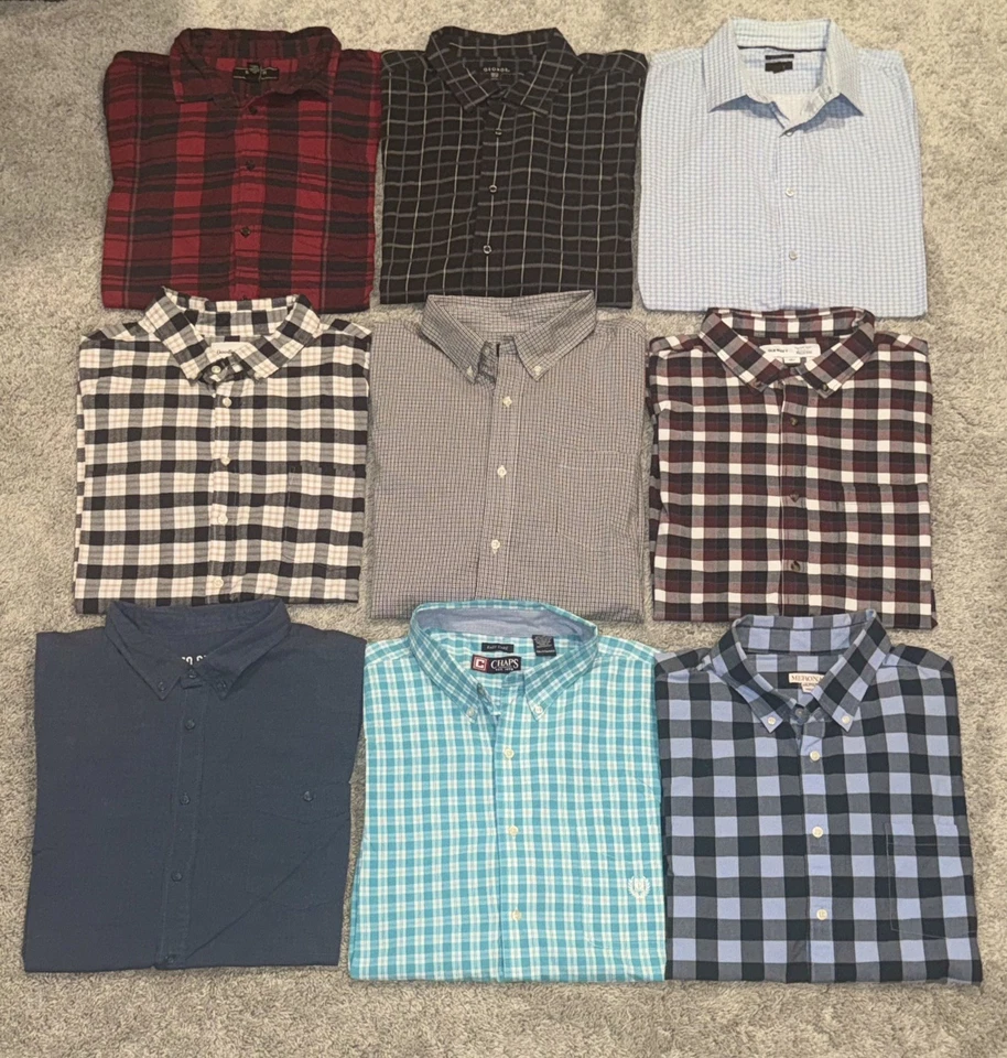 Lote de 56 camisas de vestir informales/de manga larga con botones para hombre (2XL) varias marcas Foto 3 de 4