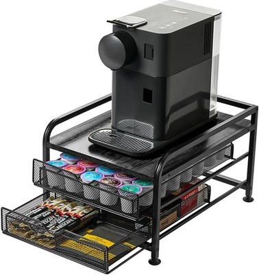 Coffee Pod Drawer for K-Cup & Nespresso Vertuo Pods   2-Tier Coffee Organizer
