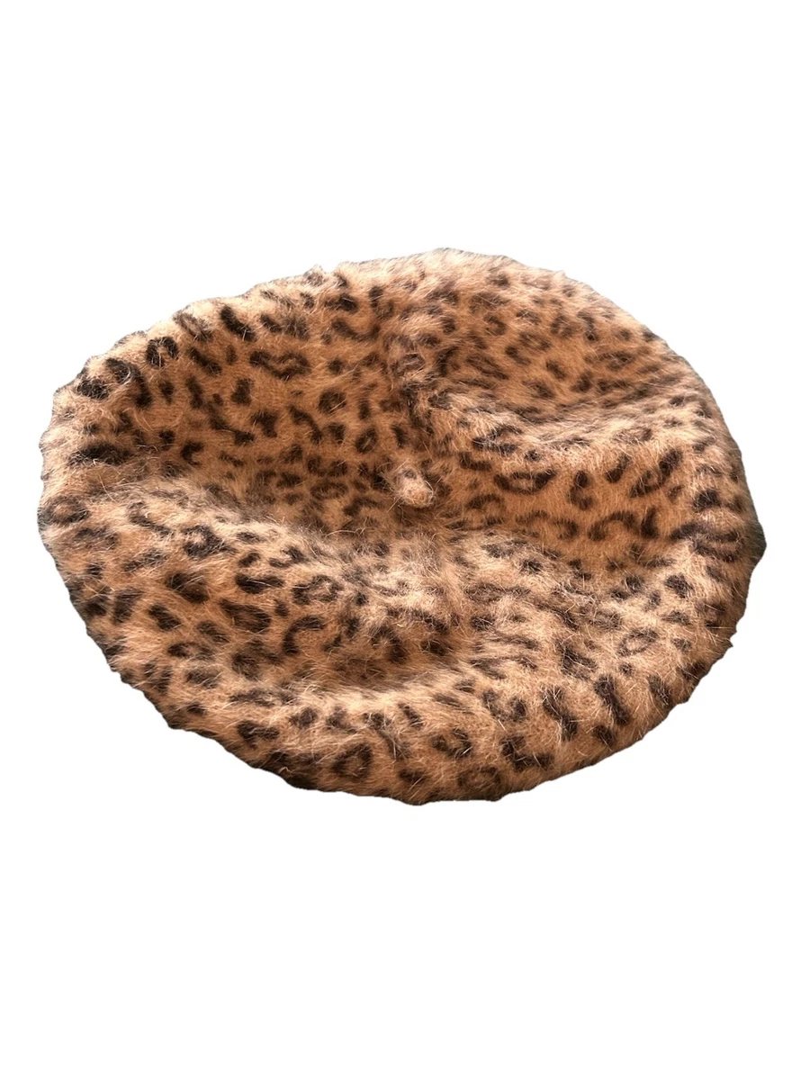 Vintage Beresford Leopard Print Faux Fur Decorative Hat  Cover Leopard Print Bakerboy Hat, Faux Fur, Animal Print Cap  main image 3
