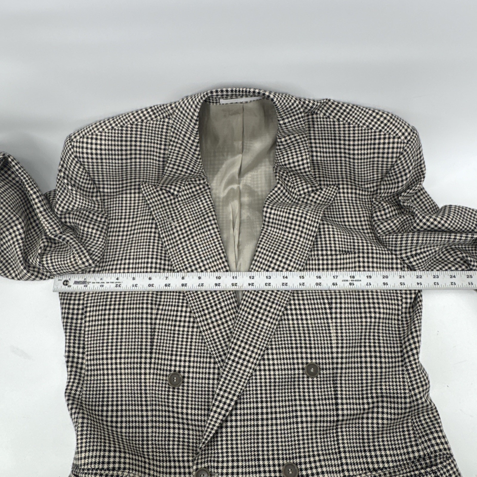 HUGO BOSS Lawford Blazer Men's (EU) 42L Double Breasted Wool/Silk Herringbone thumbnail 9