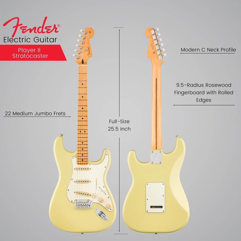 Fender Player II Stratocaster, Maple Fingerboard, Hialeah Yellow Electric Guitar - Image 3 of 4