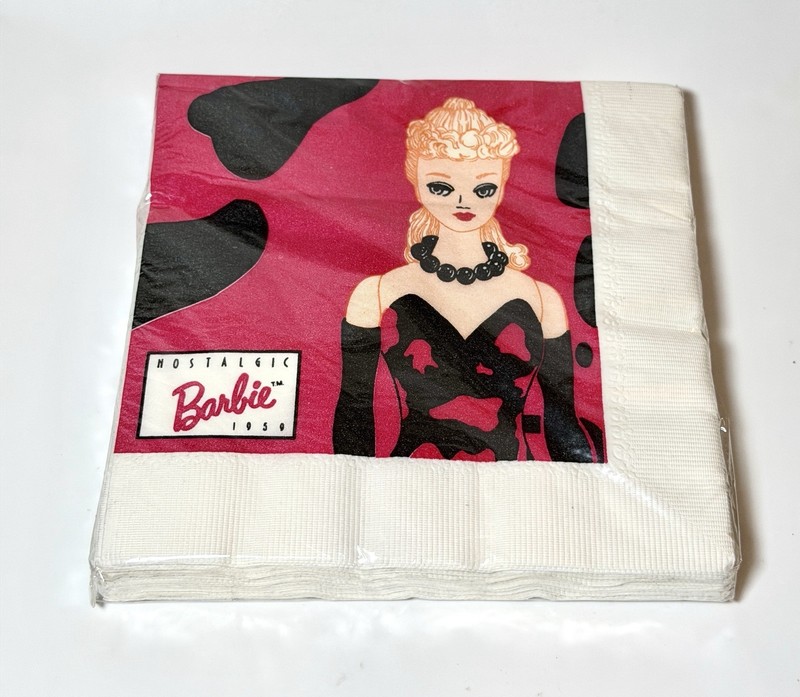VINTAGE NOSTALGIC "BARBIE 1959" NAPKINS 16 - 13 1/8" X 13 1/2" UNOPENED-NEW