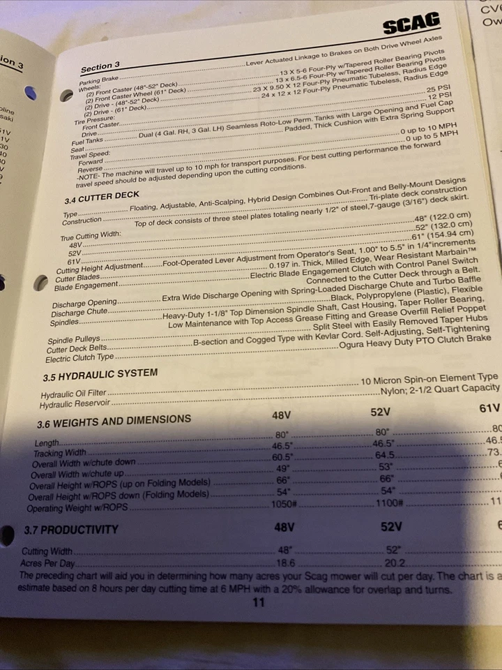 SCAG POWER EQUIPMENT OPERATOR'S MANUAL TIGER CAT MODELS STC48V-22FS, STC48V-23CV - Image 3 of 4