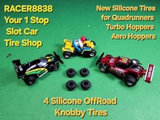 TYCO 440X2 Silicone HO Slot Car PNEUMATICI Quadrunner Aero Turbo Hopper Impugnatura Fantastica