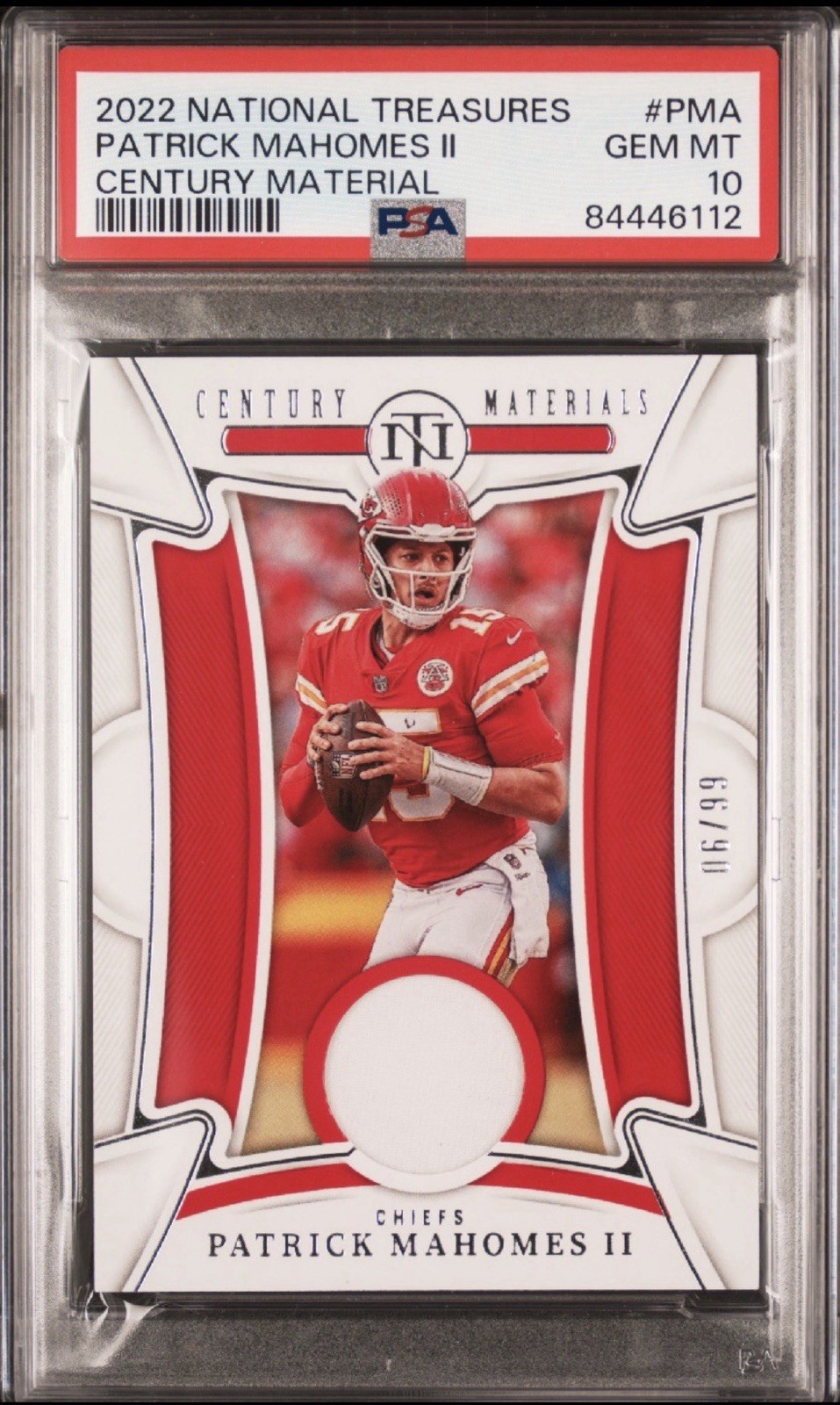 PSA 10 2022 National Treasures Patrick Mahomes /99 Century Patch (MVP Season)