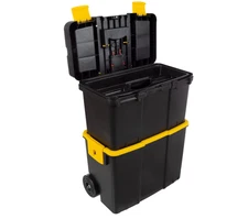 2-in-1 Tool Chest with Fold-Down Comfort Handles Portable Tool Box with Wheels