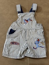 Vintage Disney Mickey Mouse  Goofy Baseball Denim Overalls Boys 2T Pinstripe