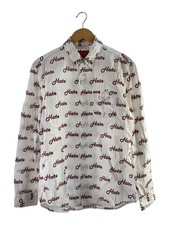 Supreme Long Sleeve Shirt M Cotton WHT All Over Pattern