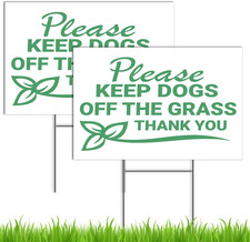 2 PC Please Keep Dogs off Grass Sign, 8X12 DS Coroplast Curb Your Dog Signs for