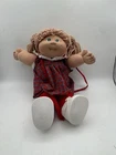 Vintage 1980s Cabbage Patch Kids Doll Red Plaid Dress Coleco Yarn Hair Toy