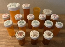 Lot 20 Empty Amber Prescription Rx PILL BOTTLES Arts Crafts Storage Organization