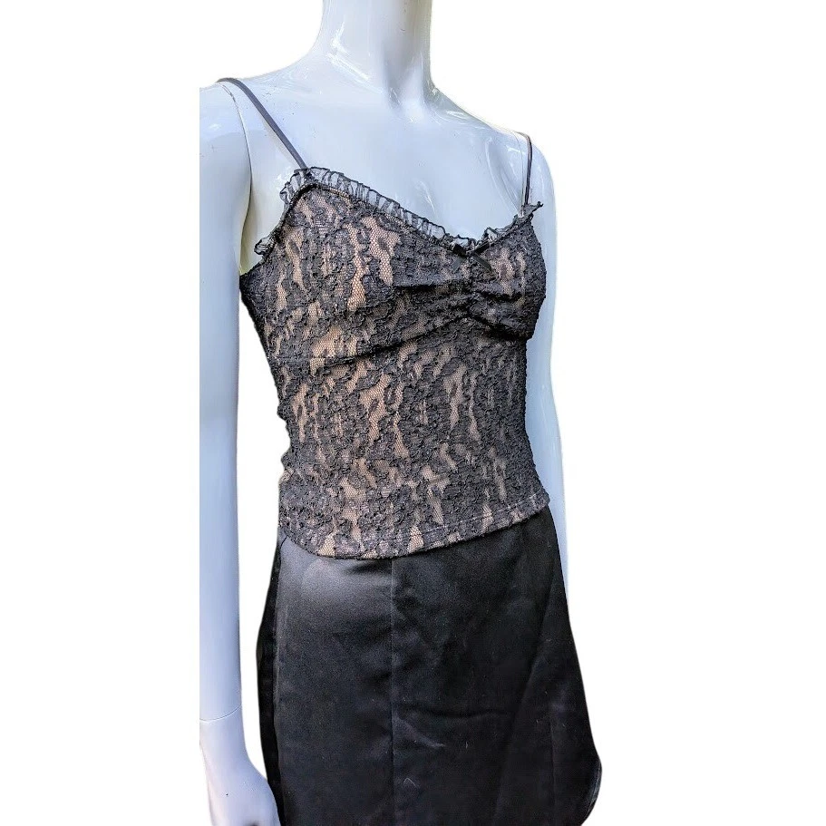 Conjunto Vintage Años 90 Talla 3/4 Babydoll Top Satinado Falda Asimétrica Hoco Whimsigoth Foto 4 de 4