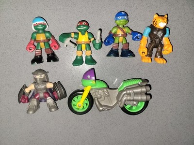 Teenage Mutant Ninja Turtles Half Shell Heroes Figures Mini Motorcycle Lot of 6