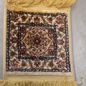 Dollhouse Miniature oriental Fringed Rug Carpet woven, Beige Multicolor Fabric