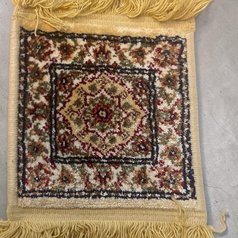 Dollhouse Miniature oriental Fringed Rug Carpet woven, Beige Multicolor Fabric