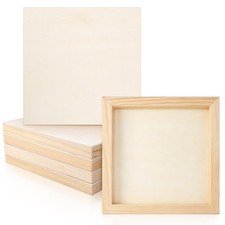 6 Pack 8 x 8 Inch Wood Panel Boards, Unfinished Wooden Canvas Panels Boards f...