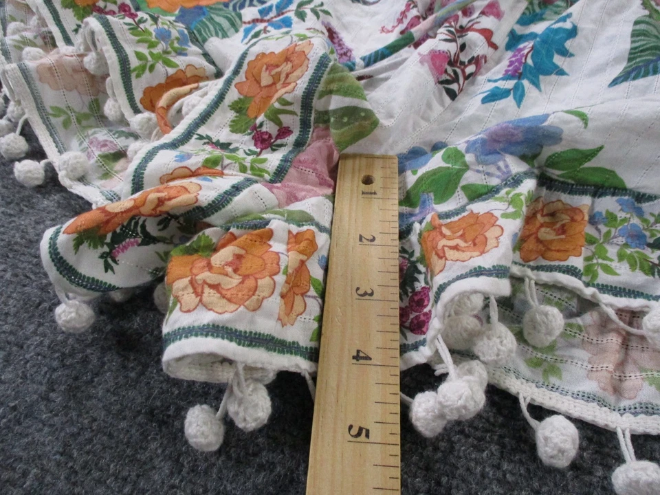 Farm Rio Shorts Womens XL Floral Boho Pom Pom Trim Anthropologie Tropical Beach - Image 3 of 4