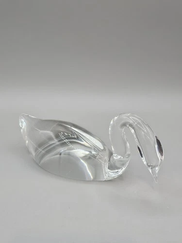 Steuben American Art Glass Crystal Graceful Swan Signed Figurine Sculpture 7”