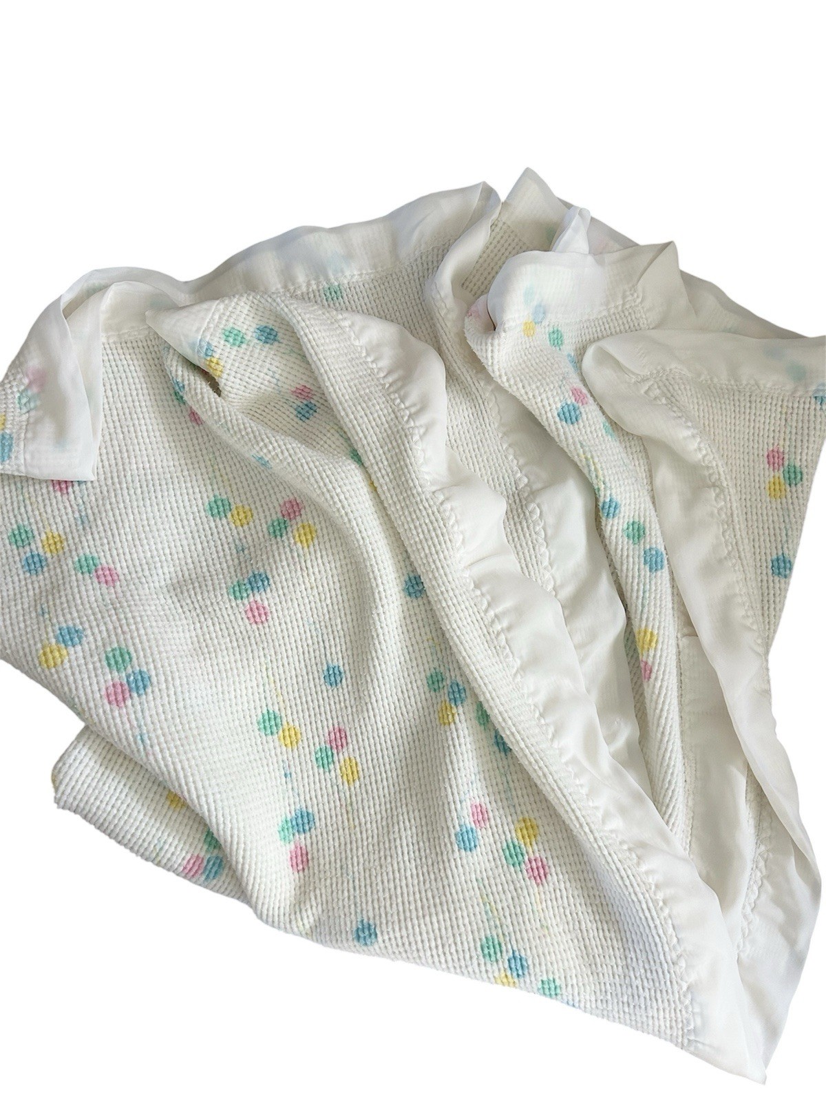 Vintage Baby  Morgan Cozy Balloon Blanket Waffle Weave Satin Edge NO TAG 38x40