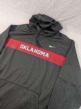 Oklahoma Sooners XL Nike Dri Fit Fleece Lined Spell Out Hoodie Pullover Gray