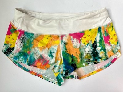 Lululemon Speed Up Low Rise Lined Short 2.5'' No Limits White Multi Womens 6  